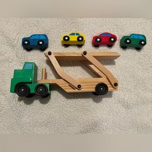 Melissa & Doug Wooden Transporter with Vibrant Cars